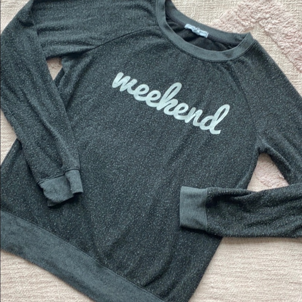 SOLD Soft Fuzzy Weekend Sweatshirt Crew Neck Gray